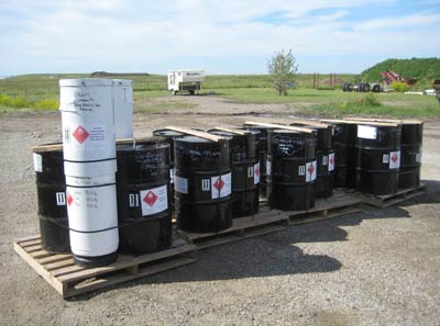 Barrels of Oil Collected After ATP60 Pilot Plant Run